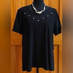 NWT Women's Love Scarlett Top Black Pearls Size XL